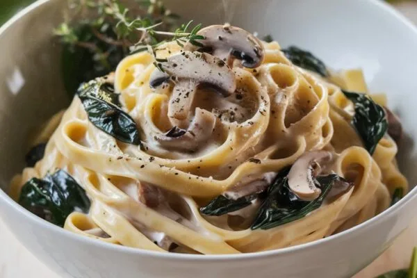 Irresistible 20-Minute Mushroom Spinach Pasta: The Ultimate No-Meat Recipe That Will Change Your Weeknight Dinners Forever! a-hyperrealistic-8k-quality-food-photography-